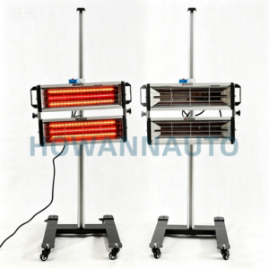 Shortwave infrared paint curing lamp on stand