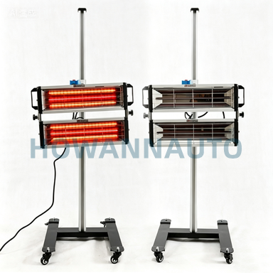 Shortwave infrared paint curing lamp on stand
