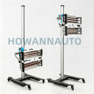 Shortwave infrared paint curing lamp on stand
